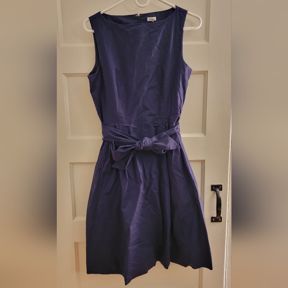 LLBean Signature Poplin Cotton Dress, Size 6, Navy, GUC
